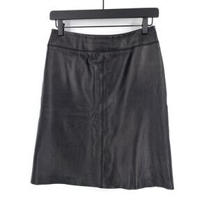 VTG BCBGMAXAZRIA Leather Mini Skirt Black 2